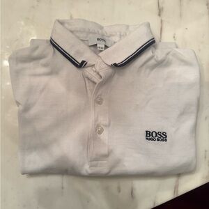 Hugo Boss White Polo with Navy Accents